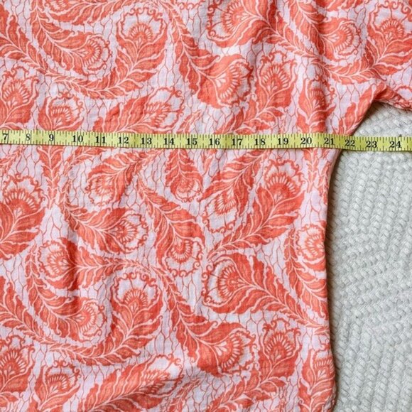 LOFT Coral & White Acanthus Pattern Blouse Cotton Lightweight Roomy Size M - Picture 10 of 10